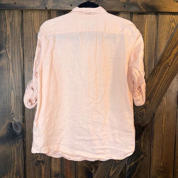 Lauren Ralph Lauren 100% Linen Roll Tab Sleeve Button Up Shirt - Picture 2 of 5